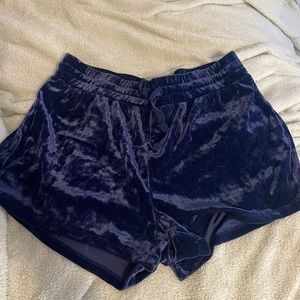 Navy Velvet Shorts